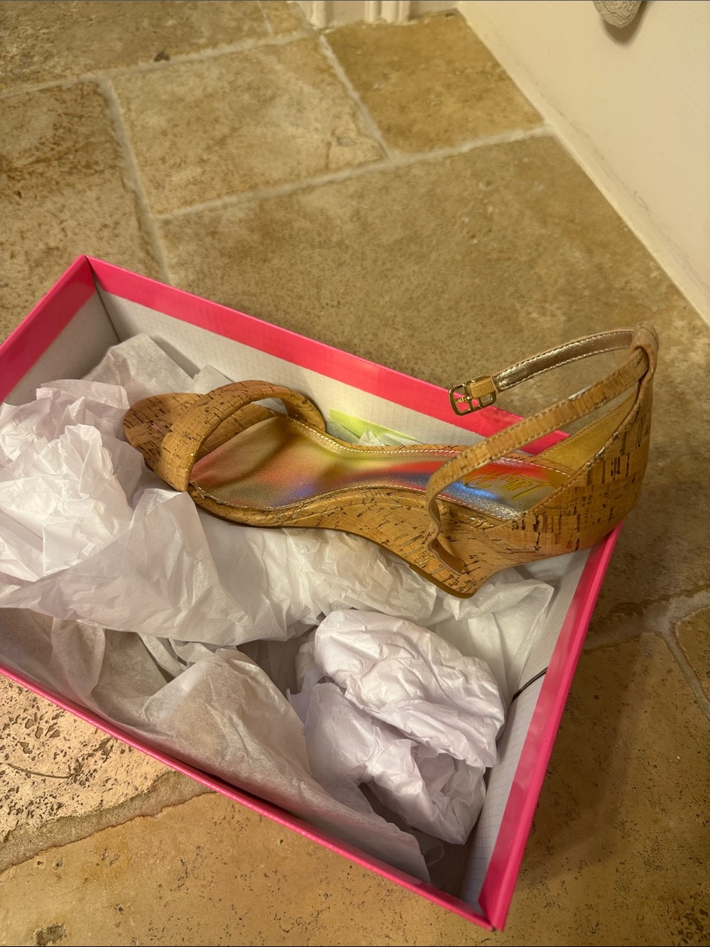 Lily Pulitzer Jenna Wedge Natural Heels 7.5 - Picture 2 of 4